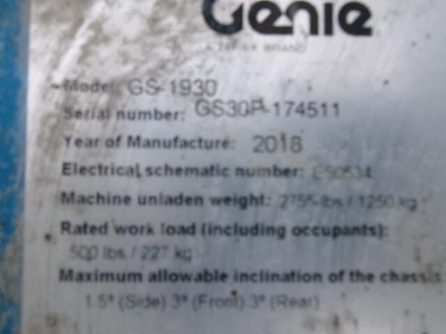 2018 Genie GS-1930
