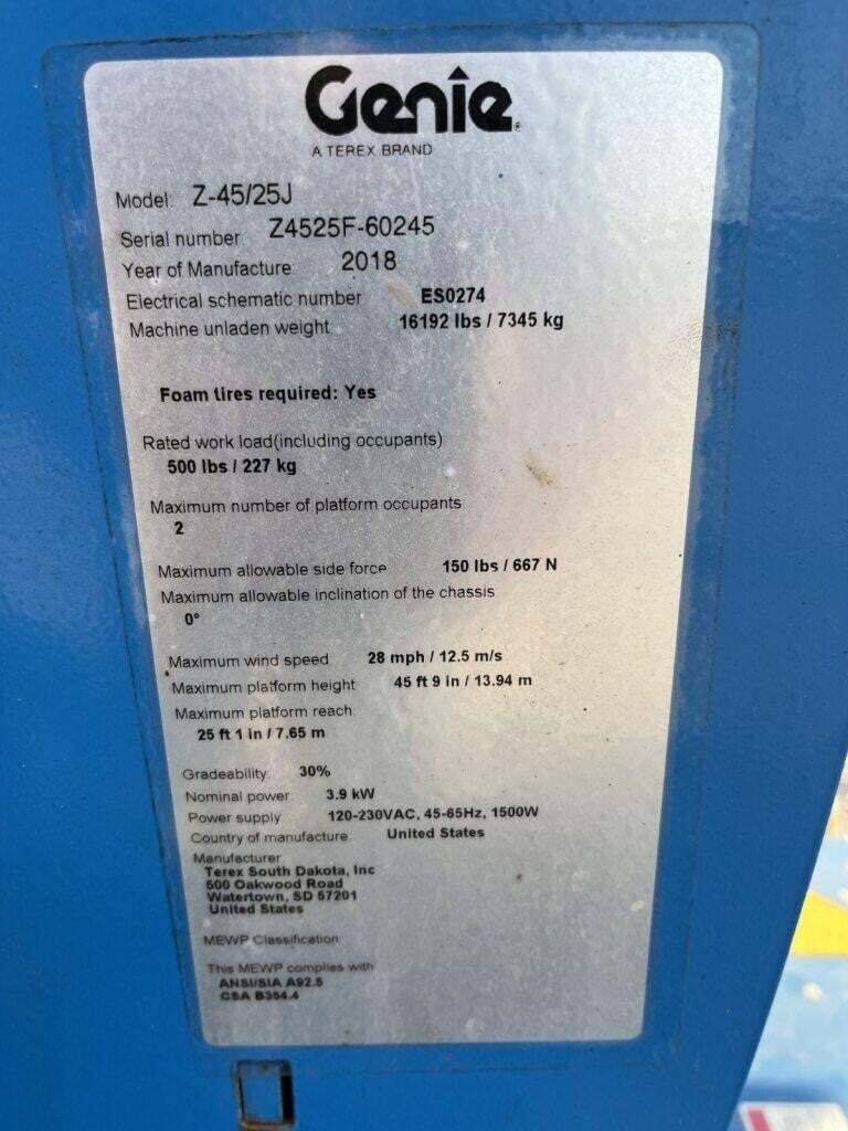 2018 Genie Z-45/25J DC