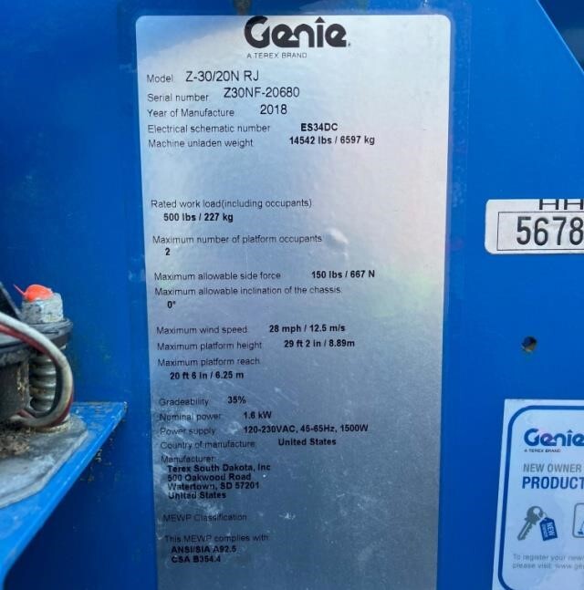 2018 Genie Z-30/20N RJ-6