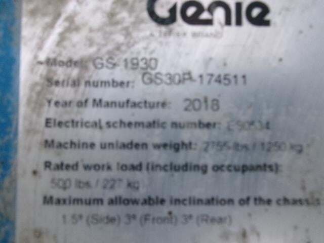 2018 Genie GS-1930 Picture 12 2018 Genie GS-1930-12