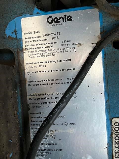 2018 Genie S-45-16