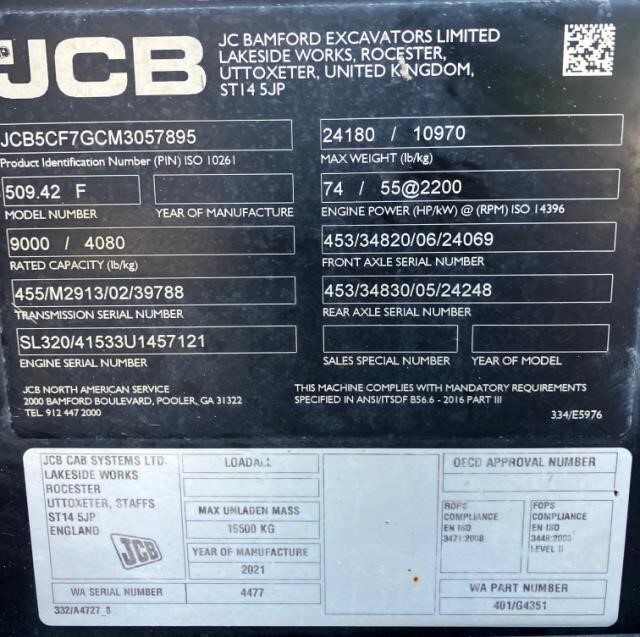 2021 JCB 509-42-5