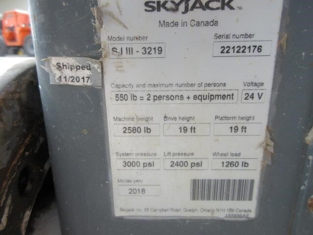 2018 Skyjack SJ3219 Picture 14 2018 Skyjack SJ3219-14