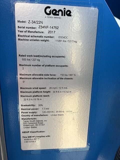 2017 Genie Z-34/22 N-15