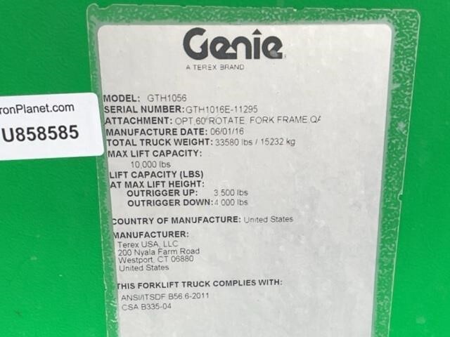2016 Genie GTH-1056-29