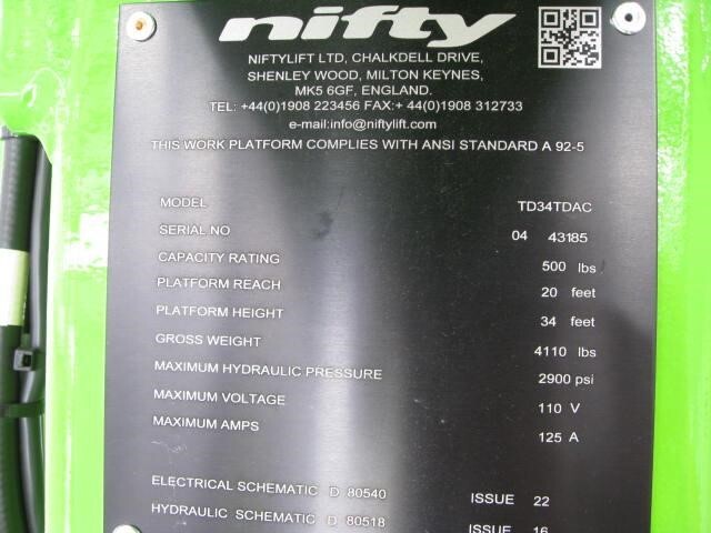 2025 Niftylift TD34T-21