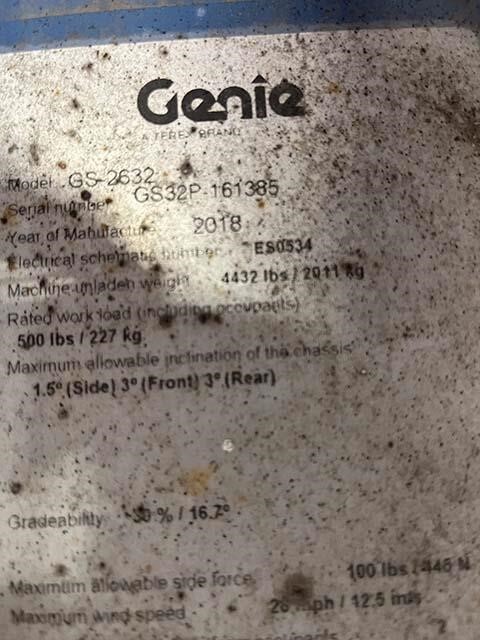 2018 Genie GS-2632-17