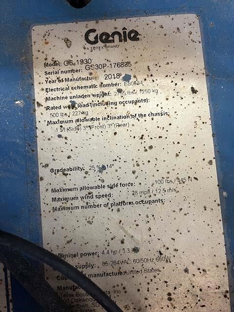 2018 Genie GS-1930-15