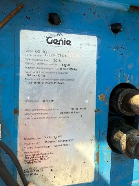 2018 Genie GS-1930-8