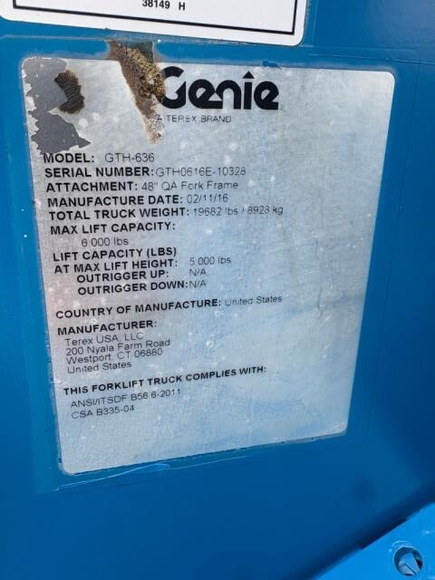2016 Genie GTH-636-14