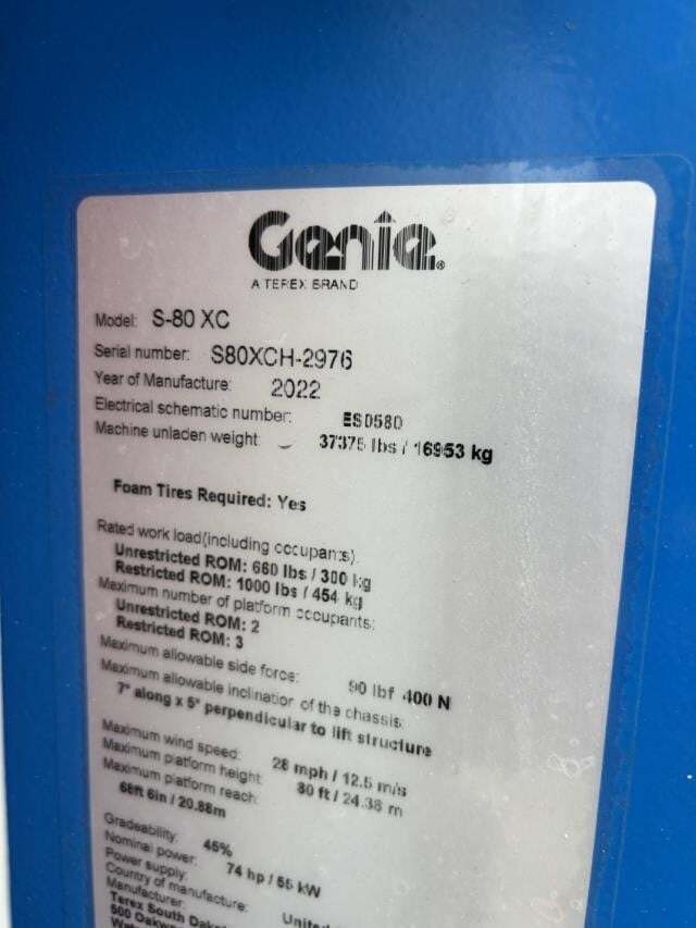 2022 Genie S-80XC-20