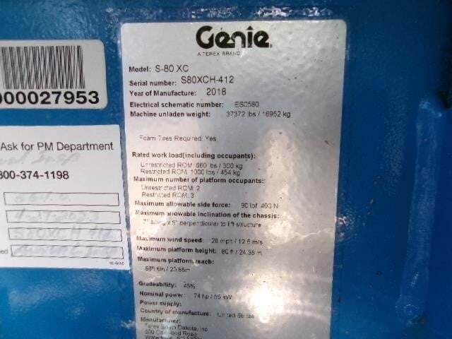 2018 Genie S-80XC-24