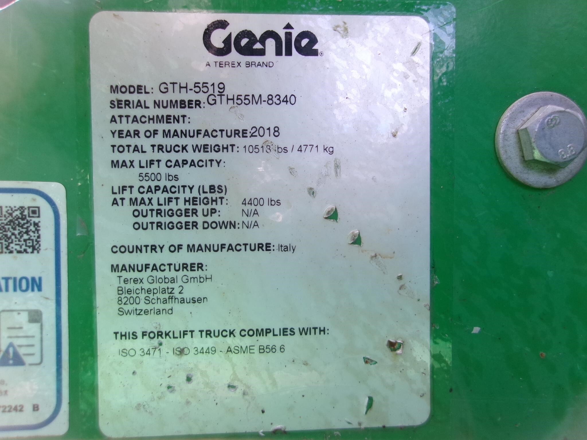 2018 Genie GTH-5519-25