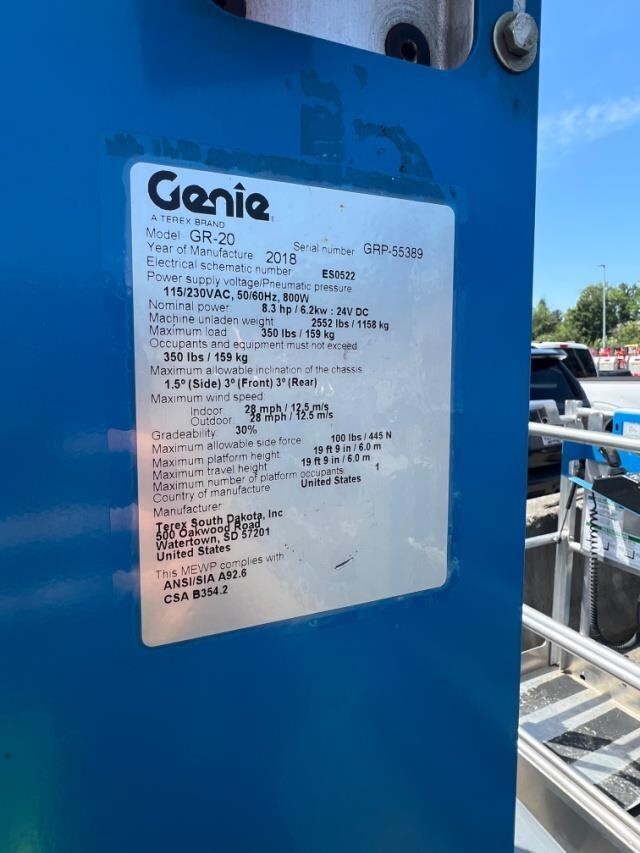2018 Genie GR-20-6